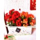 Jardinera base de madera decorada con begonias francesa o flor según temporada